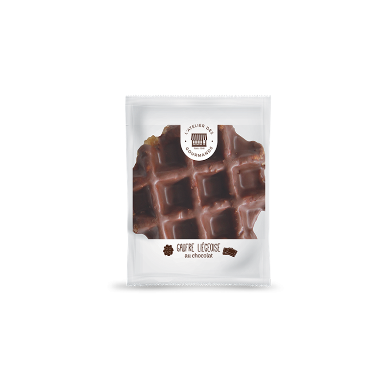 Gaufre liégeoise nappée chocolat  1pc 60grs-pack de 10 (Bte : 8x10pcs)