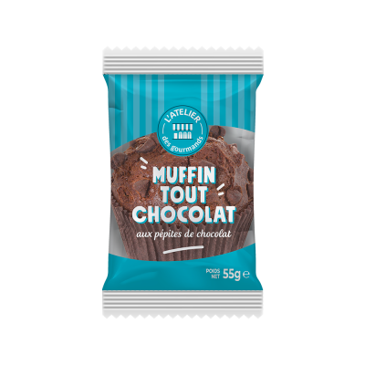 Muffin chocolat & pépites sachet fraîcheur 1pc 55grs (Bte : 40pcs)