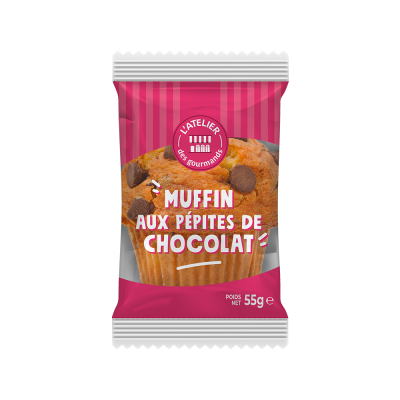 Muffin nature & pépites chocolat sachet fraîcheur 1pc 55grs (Bte : 40pcs)