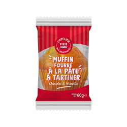 Muffin fourré cacao-noisettes sachet fraîcheur 1pc 60grs (Bte : 40pcs)