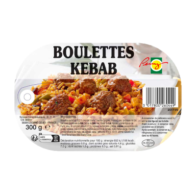 Plat alu à réchauffer Boulettes kebab  300g PENY (bte: 20 pcs)