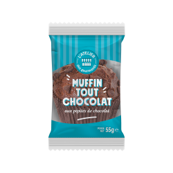 Muffin chocolat & pépites sachet fraîcheur 1pc 55grs (Bte : 40pcs)