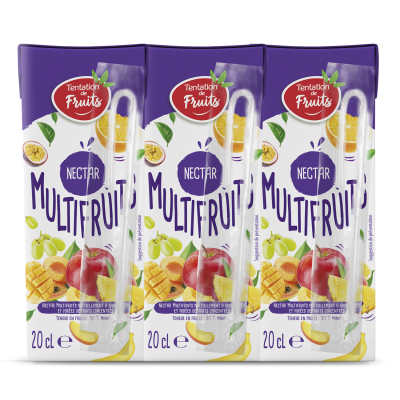 Nectar multifruits 20cl avec paille papier (Bte : 30pcs)