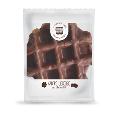 Gaufre liégeoise nappée chocolat  1pc 60grs-pack de 10 (Bte : 8x10pcs)