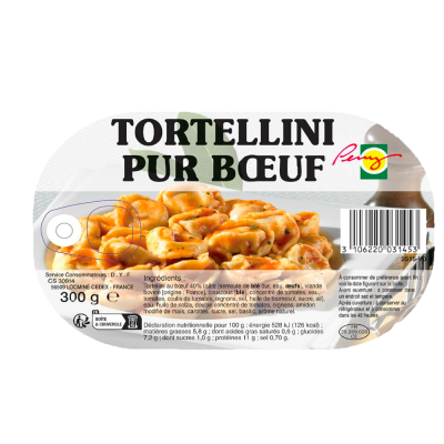 Plat alu à réchauffer Tortellini pur boeuf  300g PENY  (bte: 20 pcs)