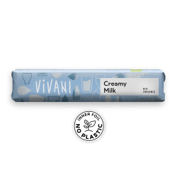 Barre de chocolat lait & crème de lait BIO 40g VIVANI  (Bte de 18 pcs)