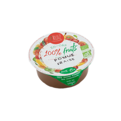 Dessert de fruits pommes/ fraise bio sans sucres ajoutés 100grs (Bte : 60pcs)