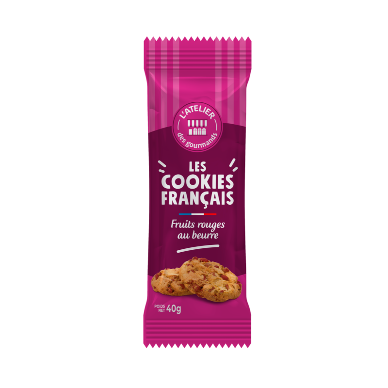 Cookies Français  beurre fruits rouges fraîcheur 2pc 40grs (Bte : 80pcs)